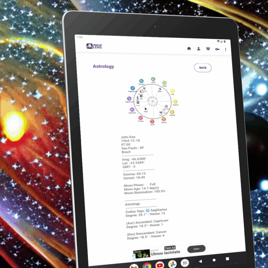 Astral Lens app for mobile Asdroid system