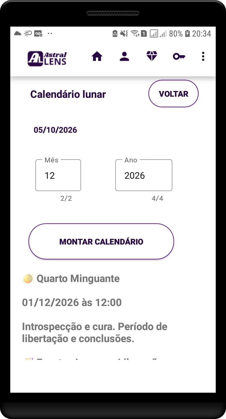 Astral Lens lunar calendar with festivals